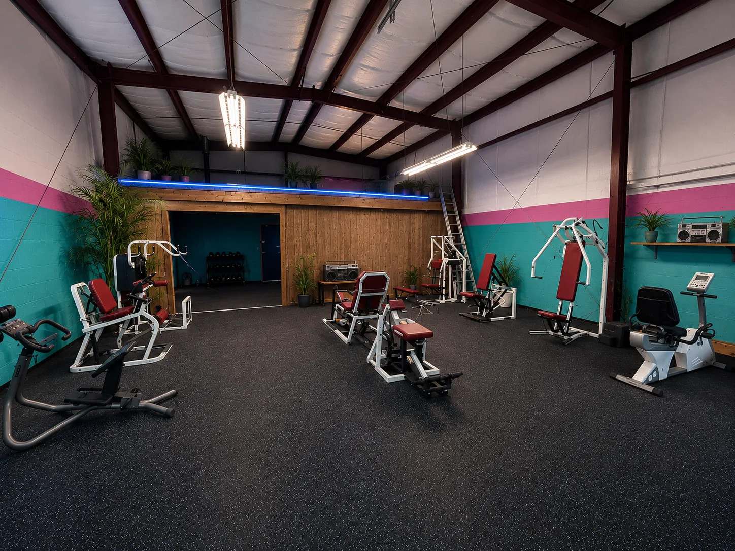 Inside the Fox & Maple gym with strength and cardio equipment